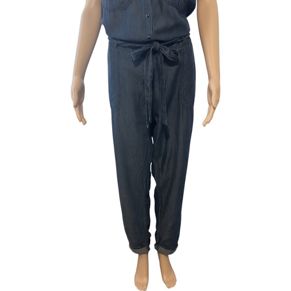 Morgan City Blue Chambray Sleeveless Jumpsuit (L) - Picture 3 of 12